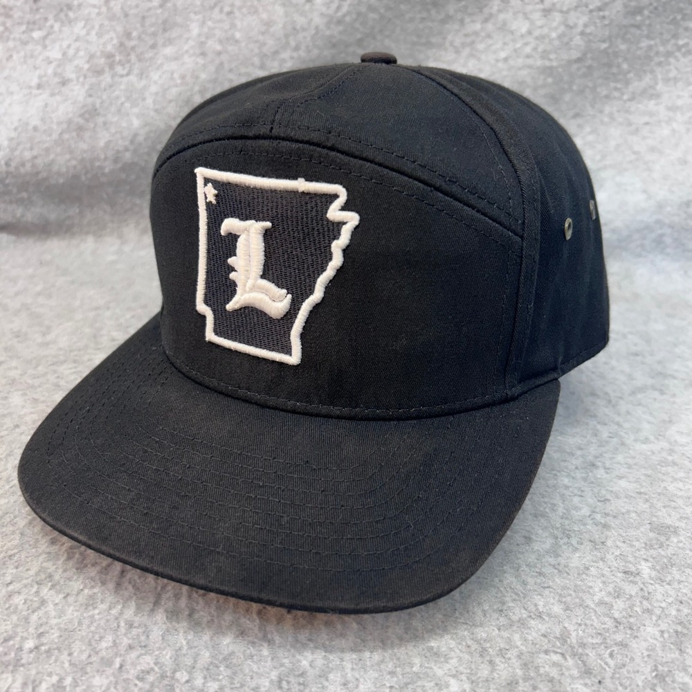 Arkansas Gothic L Mens Black Richardson Hat 7 Panel Leather Strapback OSFM